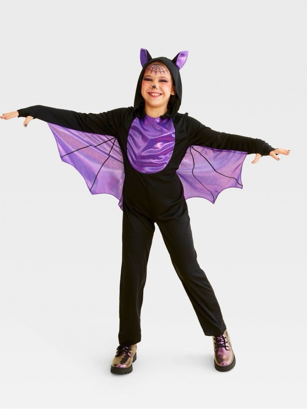 Kids Midnight Bat Halloween Costume Jumpsuit with Wings - Hyde & EEK! Boutique
